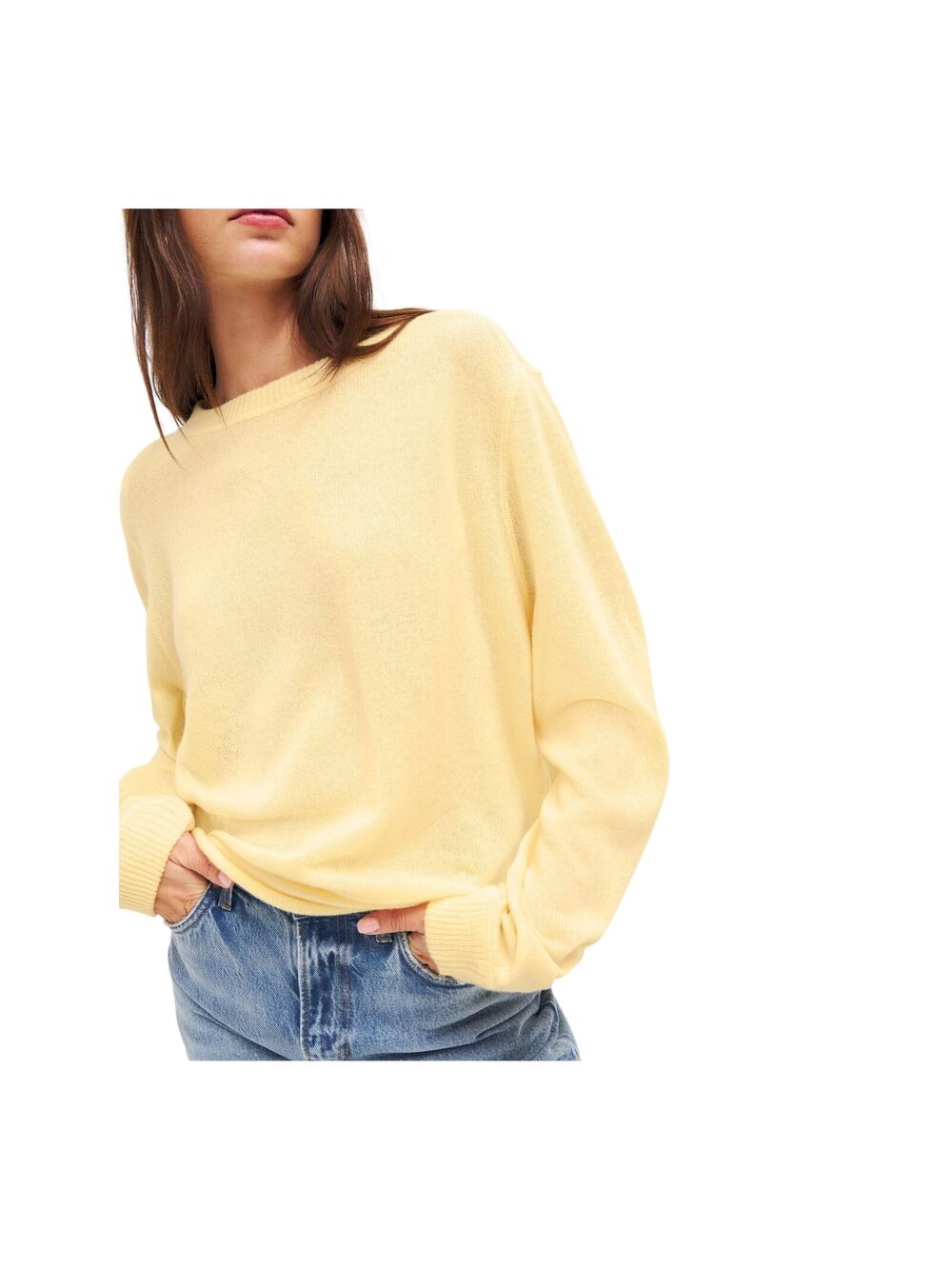 Reformation Cashmere Yellow Boyfriend Sweater Size M